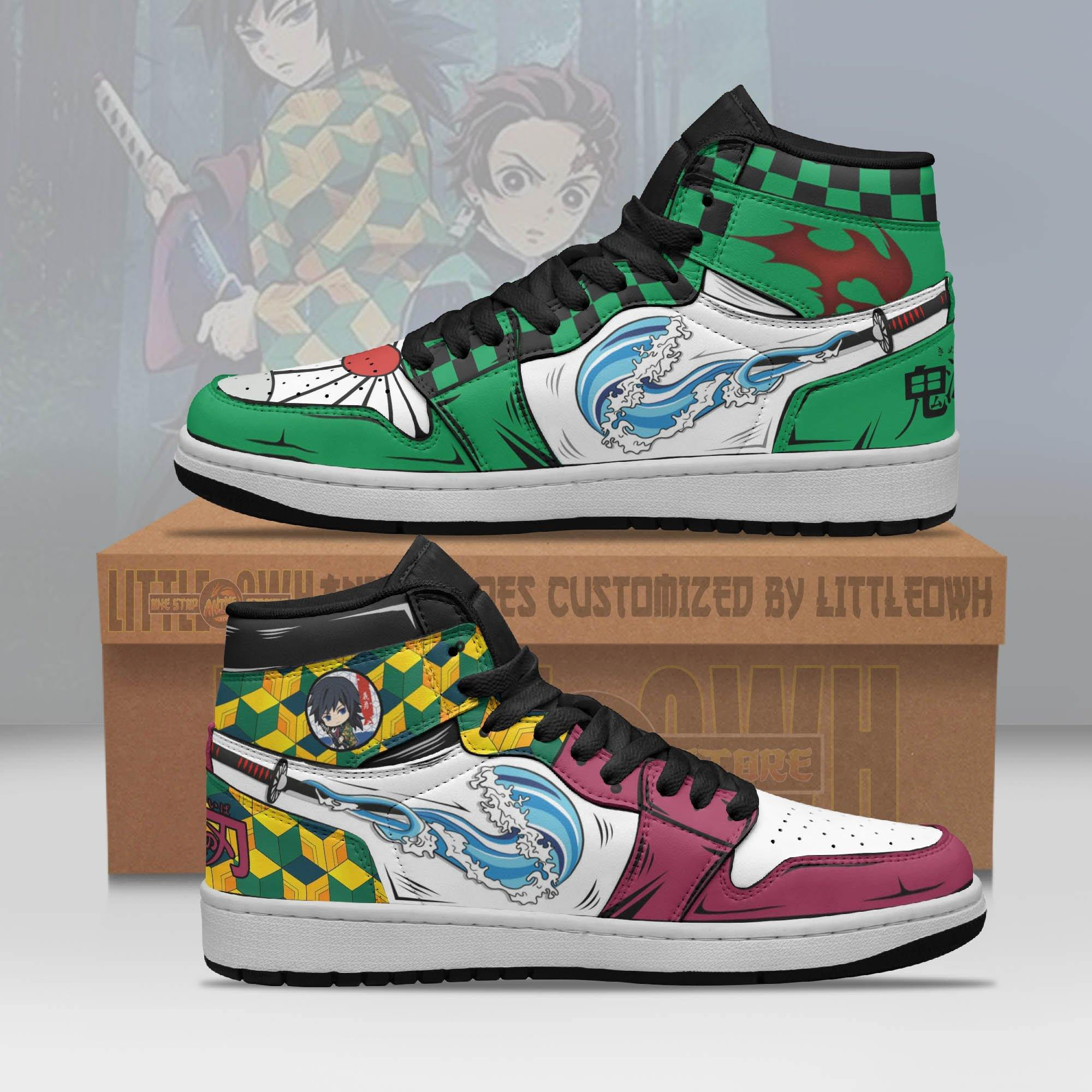 Tanjiro X Giyuu Jd Sneakers Demon Slayer Breathing Sword Custom Anime Shoes