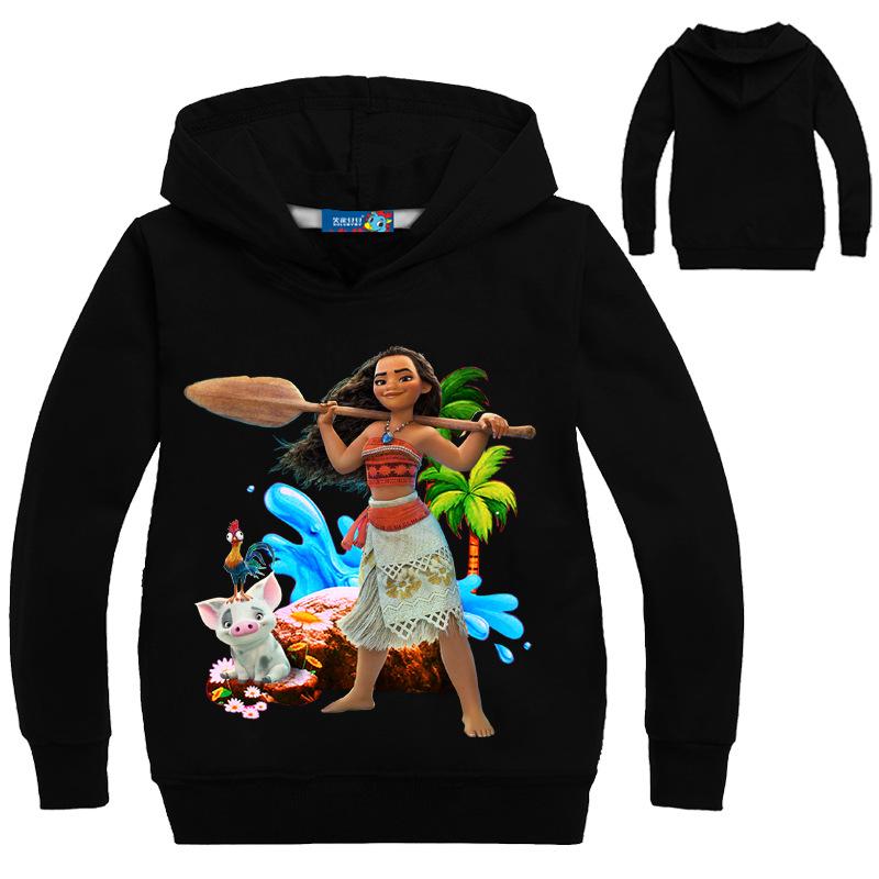 New Moana Boys Girls T-Shirt Kids Cotton Tops Hooded Hoodies Children Clothes Roupas Infantis Menino For 4 6 8 10 12 14 Years
