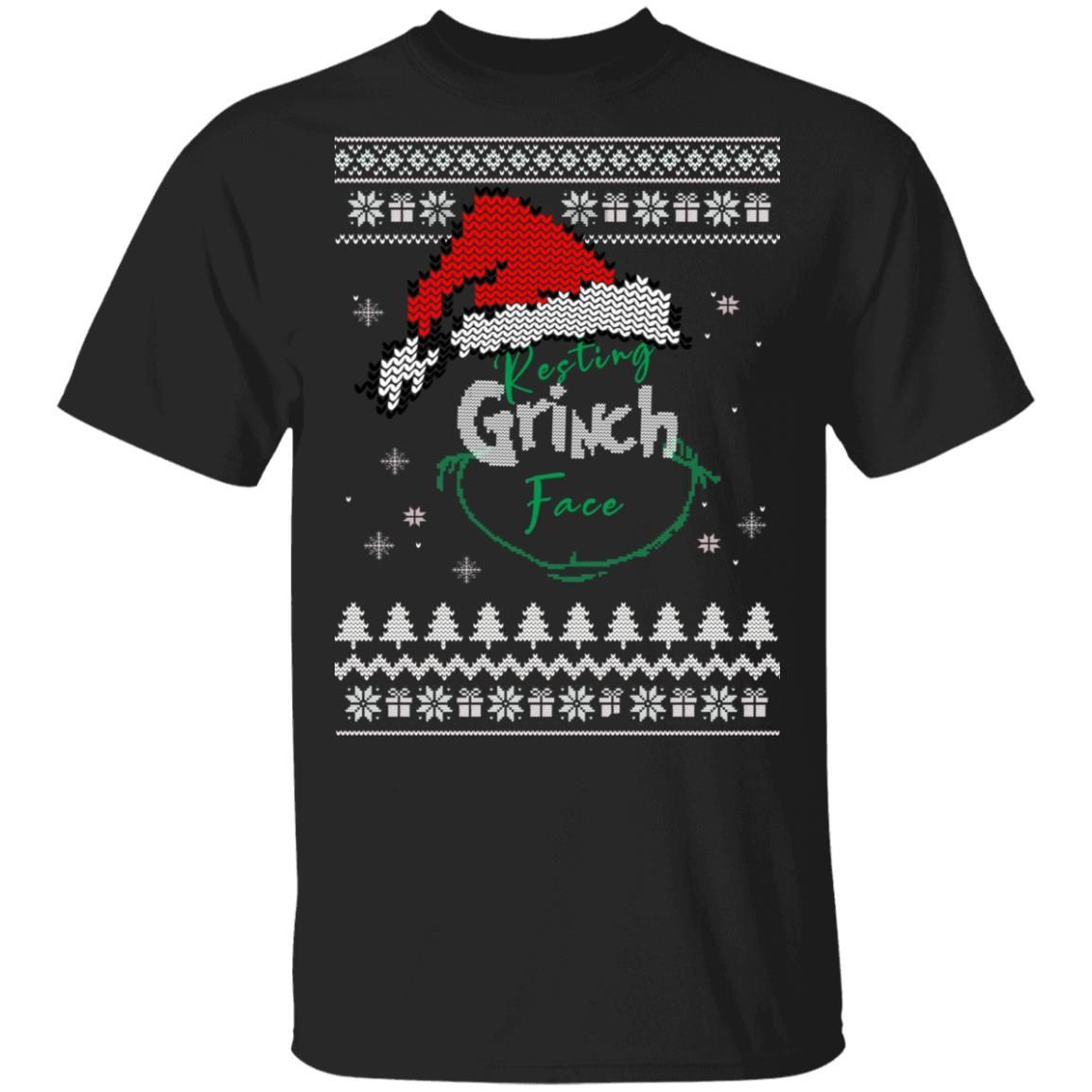 Resting Grinch Face Ugly Christmas Sweater Hoodie