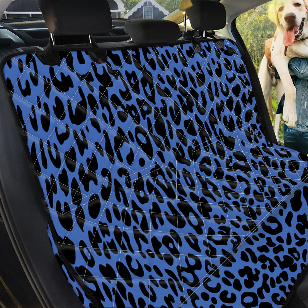 Blue Leopard Print Pet Car Back Seat Cover