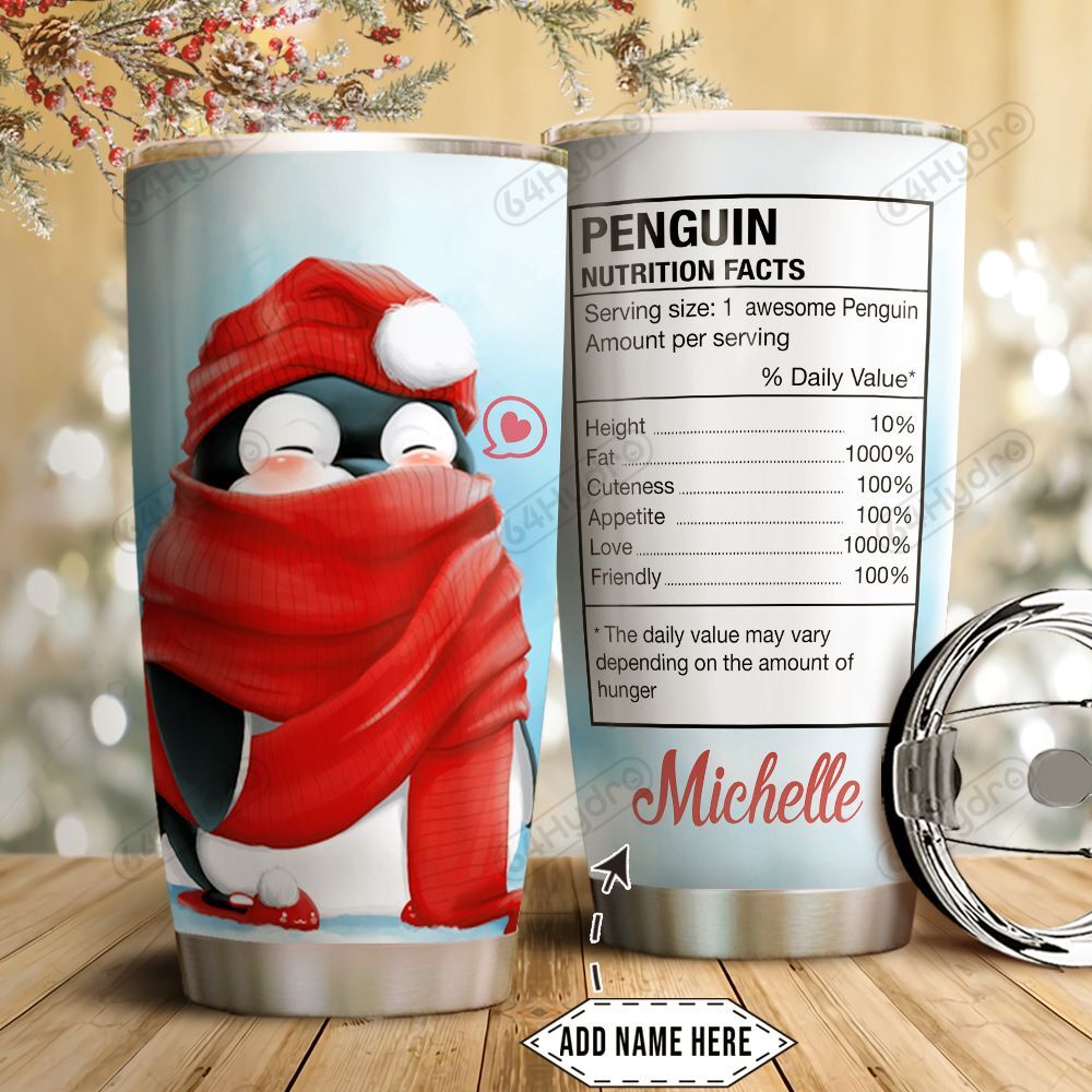 Penguin Nutrition Facts Personalized HTQ1111013 Stainless Steel Tumbler