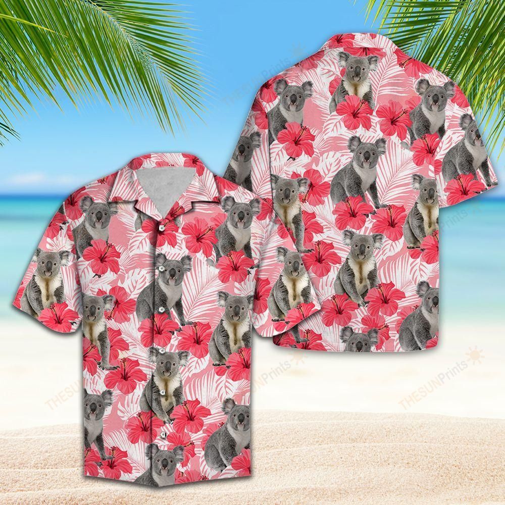 Koala Tropical Flowers Hibiscus Hawaiian Shirt Ha11587