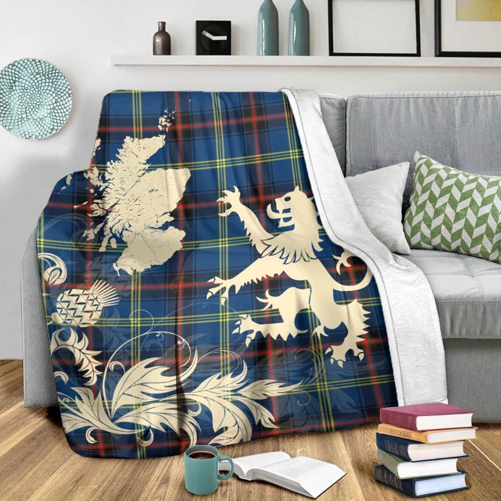 Tartan Blanket Grewar Tartan Scotland Lion Thistle Map Plaid Blanket