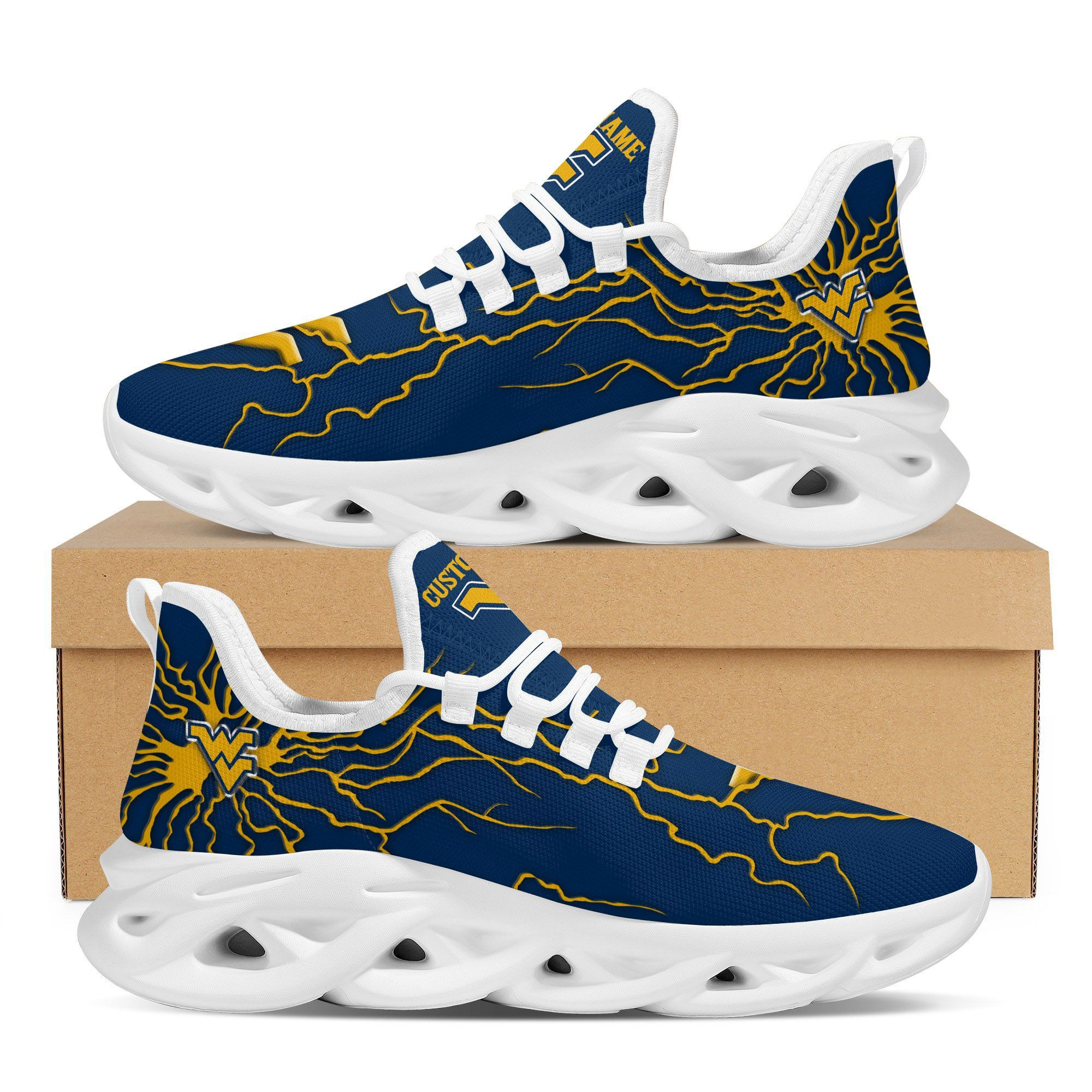 West Virginia Mountaineers Custom Name Stylish Graffiti Personality Max Soul Shoes