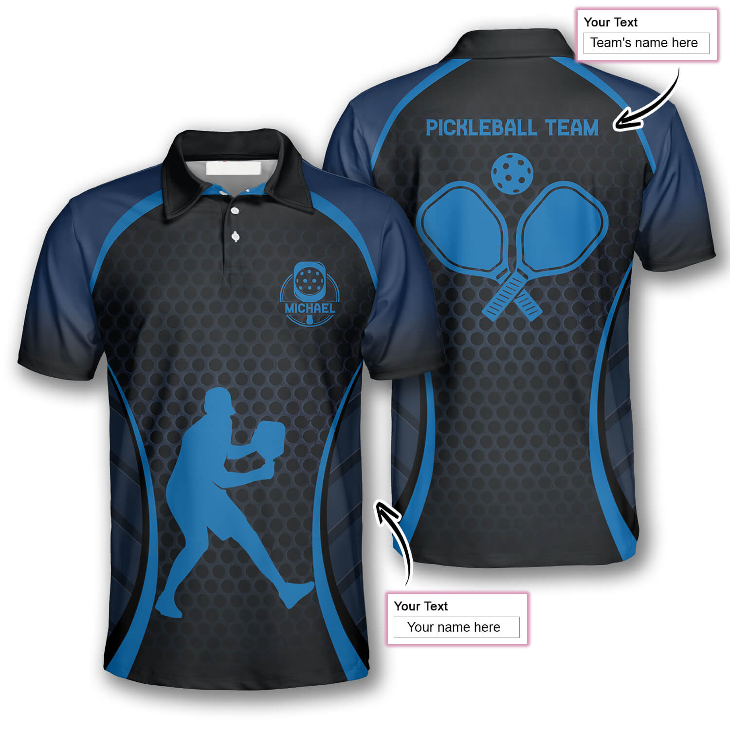 Blue Honeycomb Custom Pickleball Shirts For Men