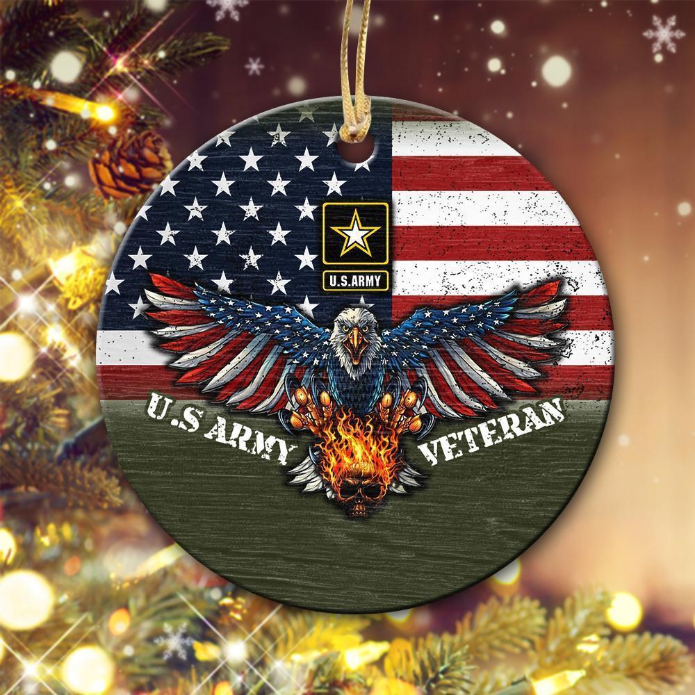 Us Army Veteran Ornament Christmas Ornament Christmas Gift Ideas Ceramic Circle Ornament