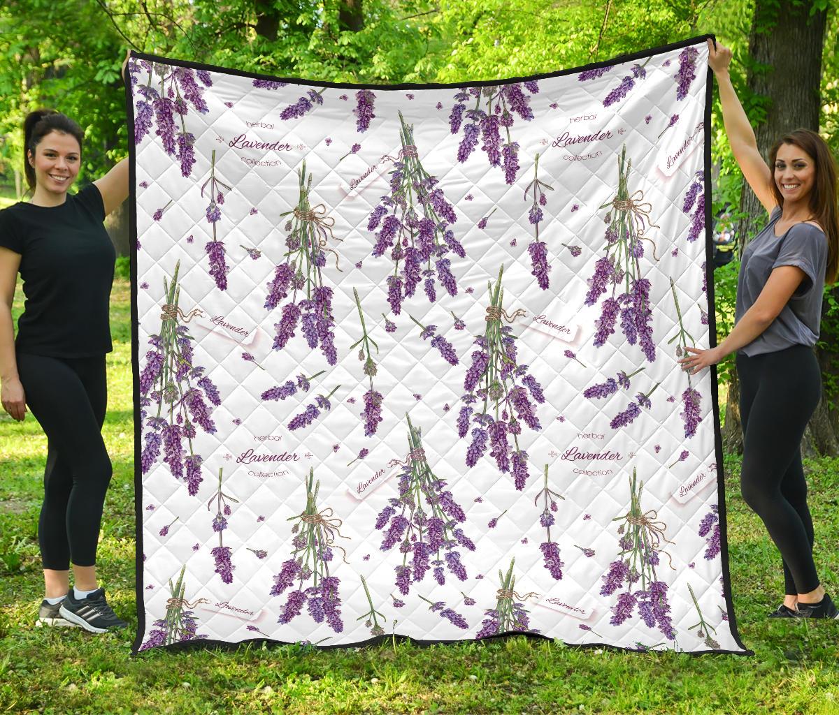 Lavender Flower Design Pattern Premium Quilt