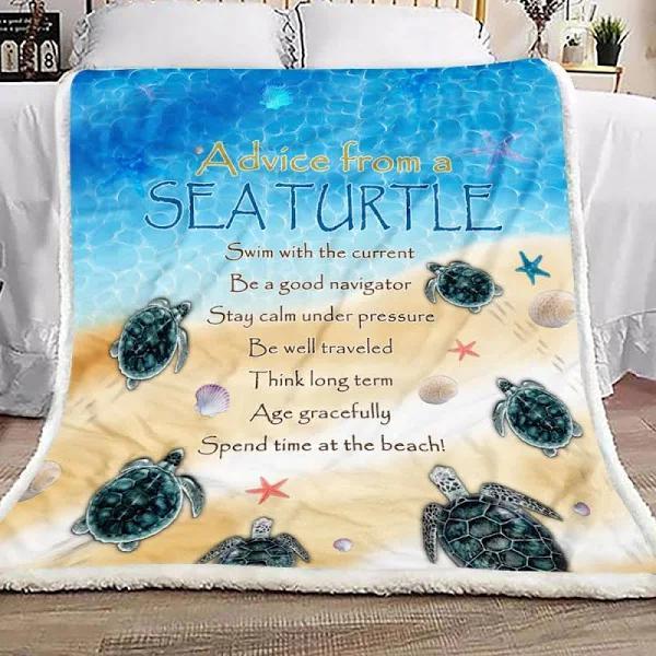 Advice From A Sea Turtle Fleece Blanket Home Decor Bedding Couch Sofa Soft And Comfy Cozy Gift For Friend Family