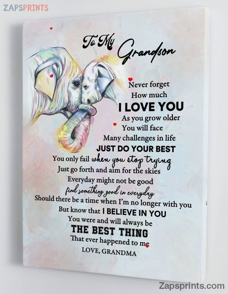 Grandchildren Canvas  – To My Grandson – From Grandma – Framed Canvas Gift Gms040 – Drandkids Canvas Artblankets.