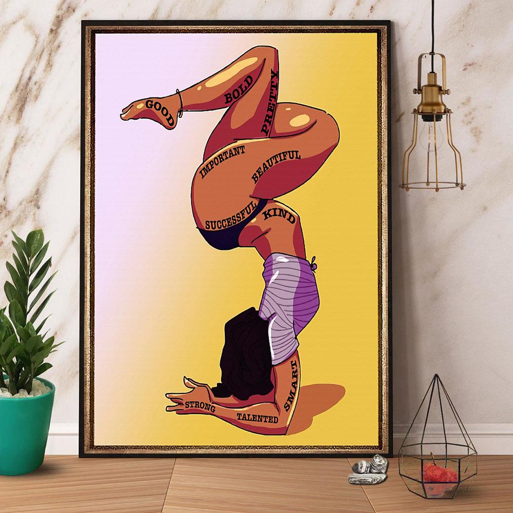 Yoga Black Girl Strong Talented Smart Paper Canvas Prints Poster Wall Art Decor