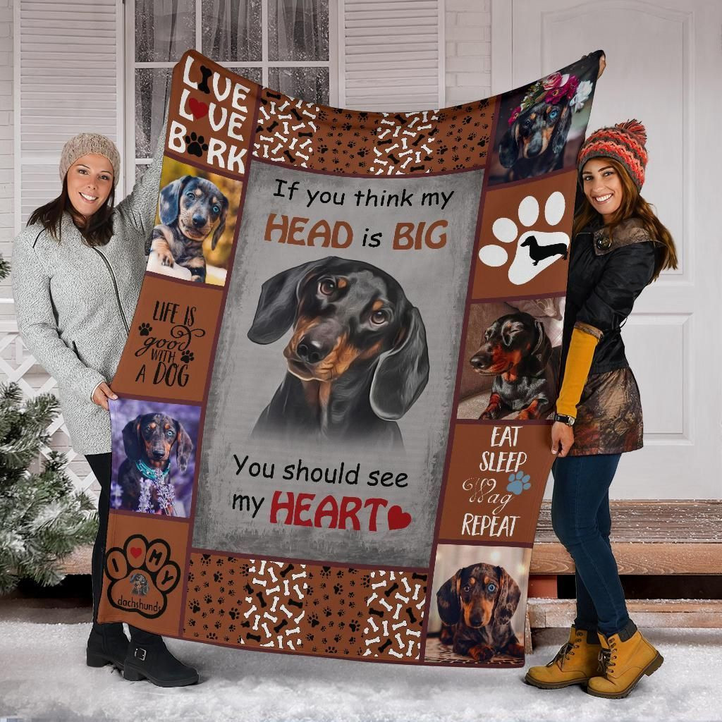 Dachshund Blanket You Should See My Heart, Christmas Gift, Dog Lover Blanket