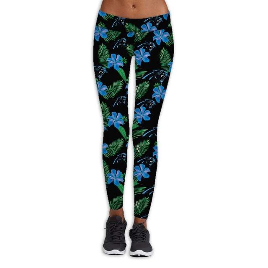 Carolina Panthers Flower Print Leggings