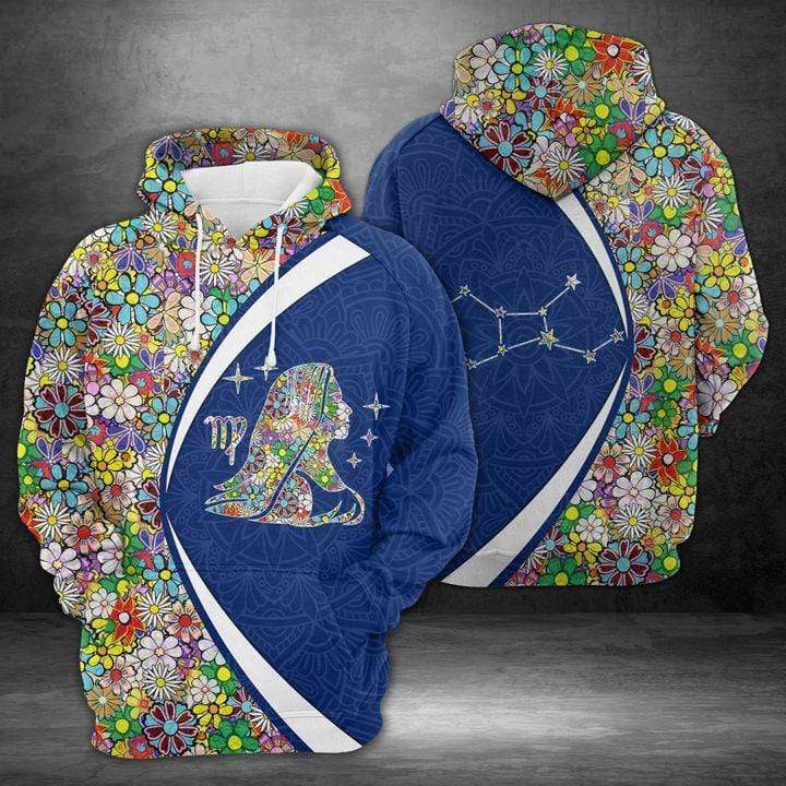 Virgo Horoscope Flower Pattern Unisex Birthday Hoodie 3D #L