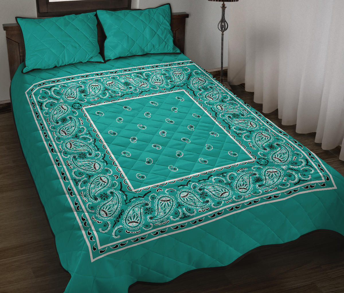 Turquoise Bandana Bed Quilts With Shams