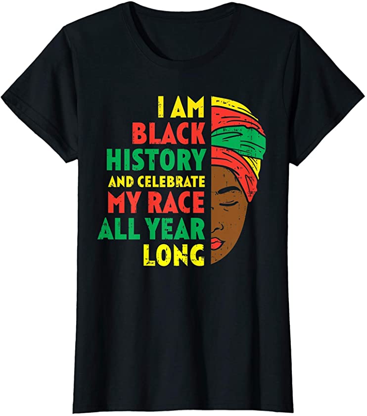 Womens I Am Black History African American Woman Kente Melanin Gift T-Shirt