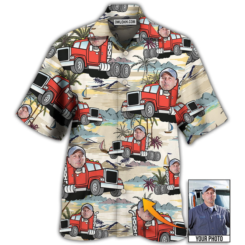 Truck Driver Tropical Beach Custom Photo – Hawaiian Shirt – Owl Ohh