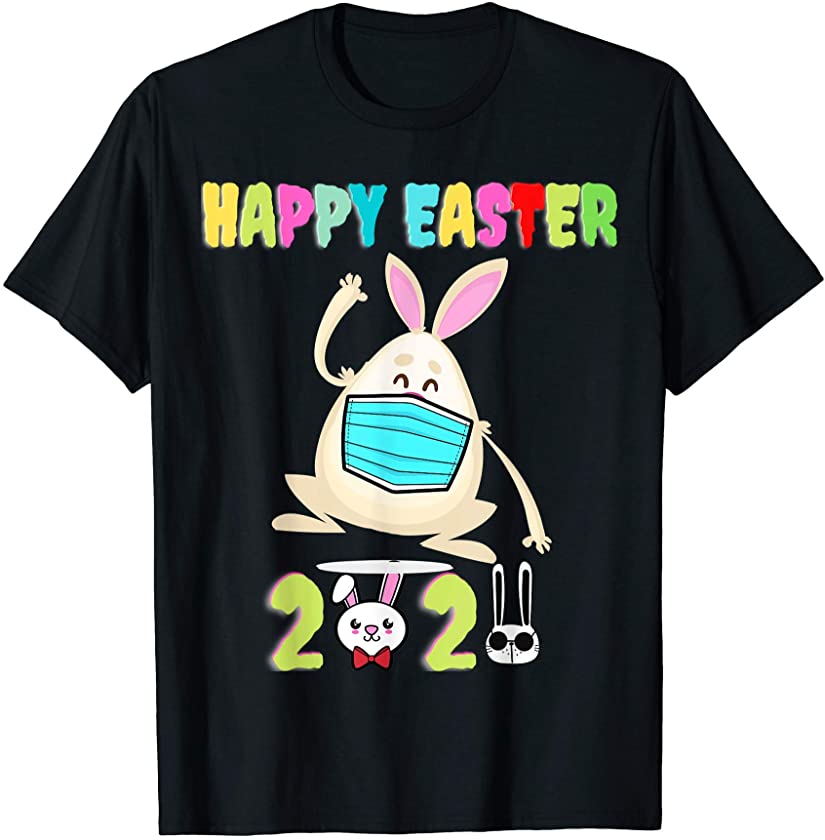 Cute Easter Bunny Wearing Mask Face For Girls and Toddlers T-Shirt