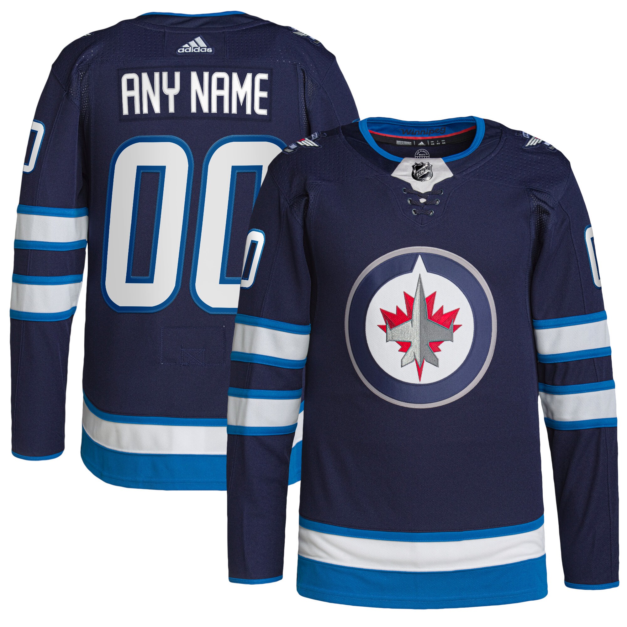 Men's Winnipeg Jets adidas Navy Home Authentic Pro Custom Jersey