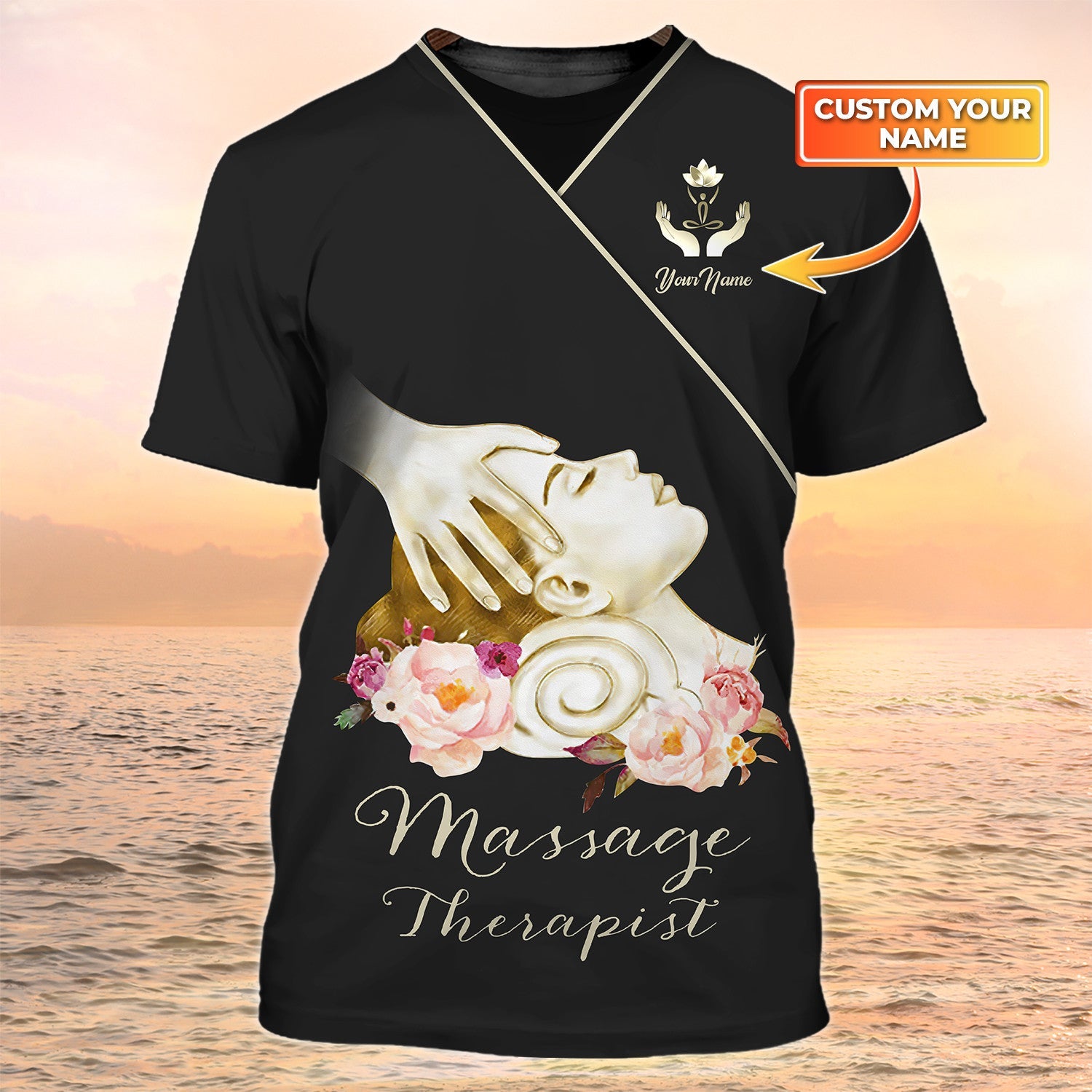 Custom 3D Massage Therapist Tshirt Massage Therapist Black Uniform Head Massage