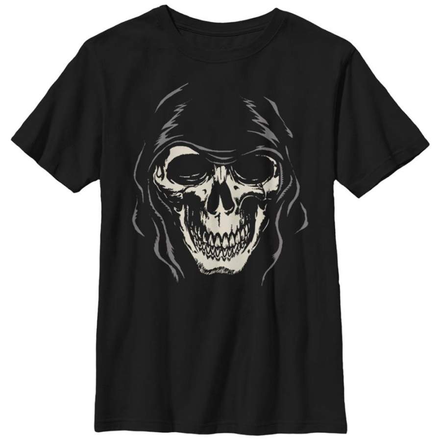 Lost Gods Boy’s Halloween Grim Reaper Face  T Shirt Black S