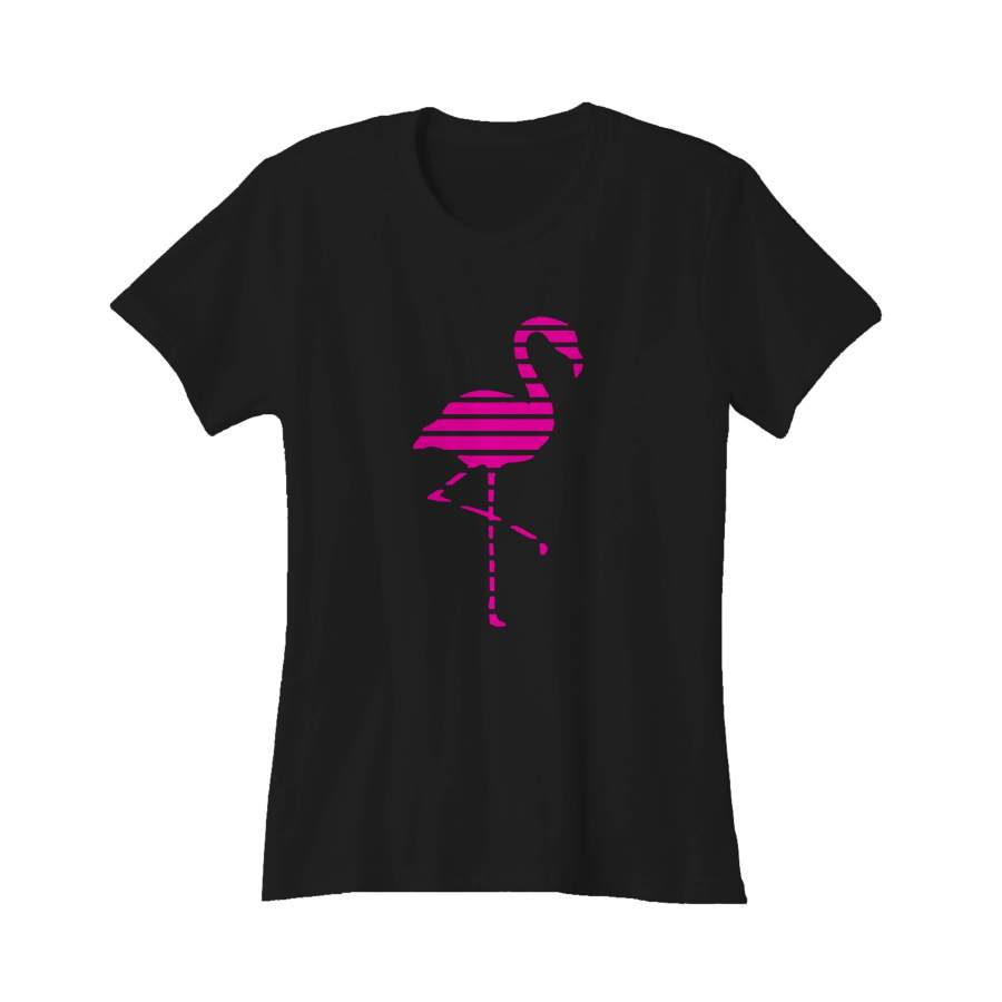 Summer Pink Flamingo Tropical Beach African Animal Striped Women’s T-Shirt