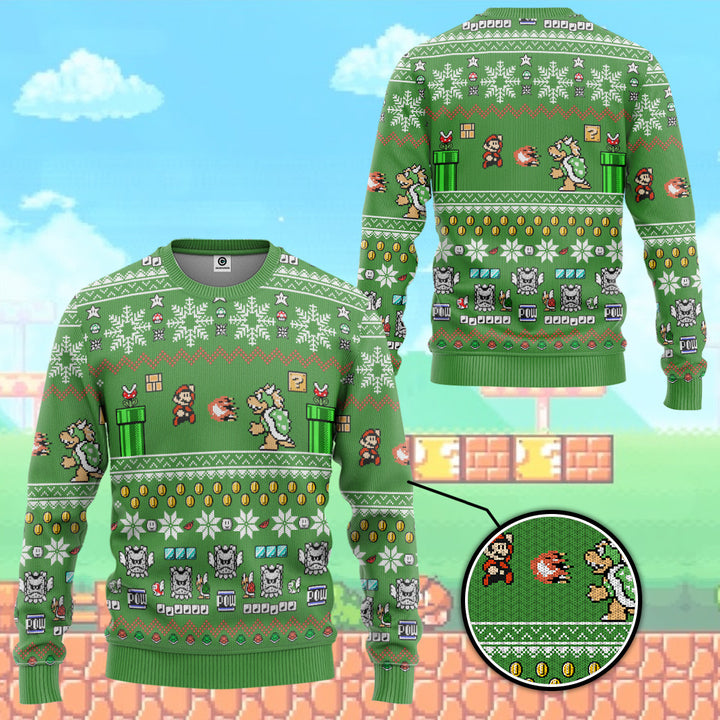 Waybackapparel Super Mario Custom Ugly Christmas 3D All Over Print