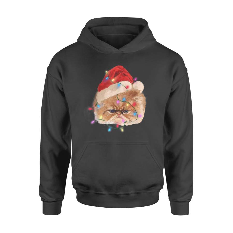 Funny Xmas Persian Cat Christmas Lights Adorable Face Fluffy – Standard Hoodie