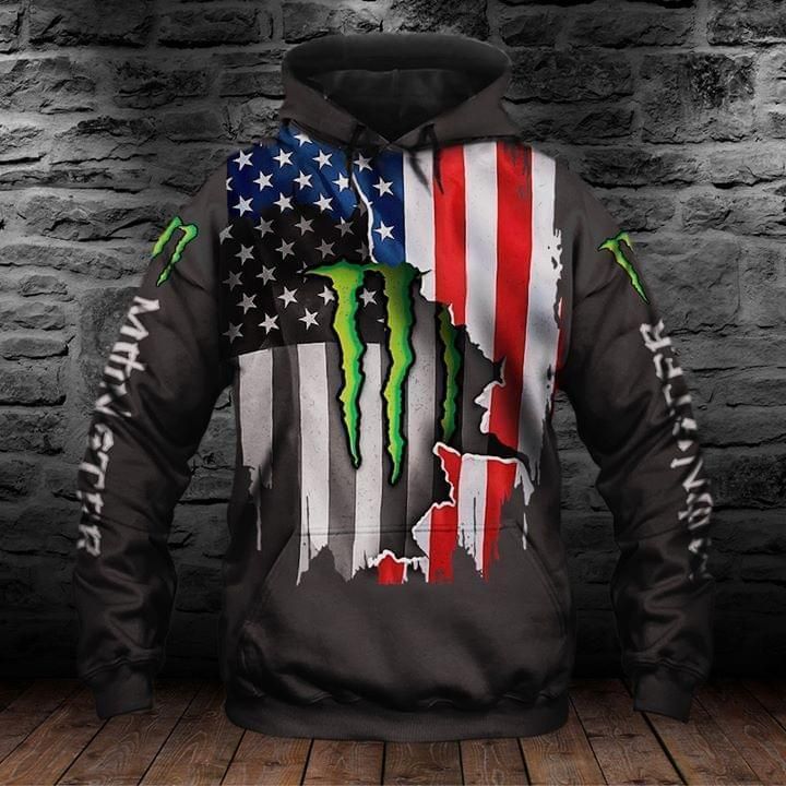 Monster Energy Ripped In American Flag 3D All Over print Hoodie, T-shirt, Sweater, Jacket