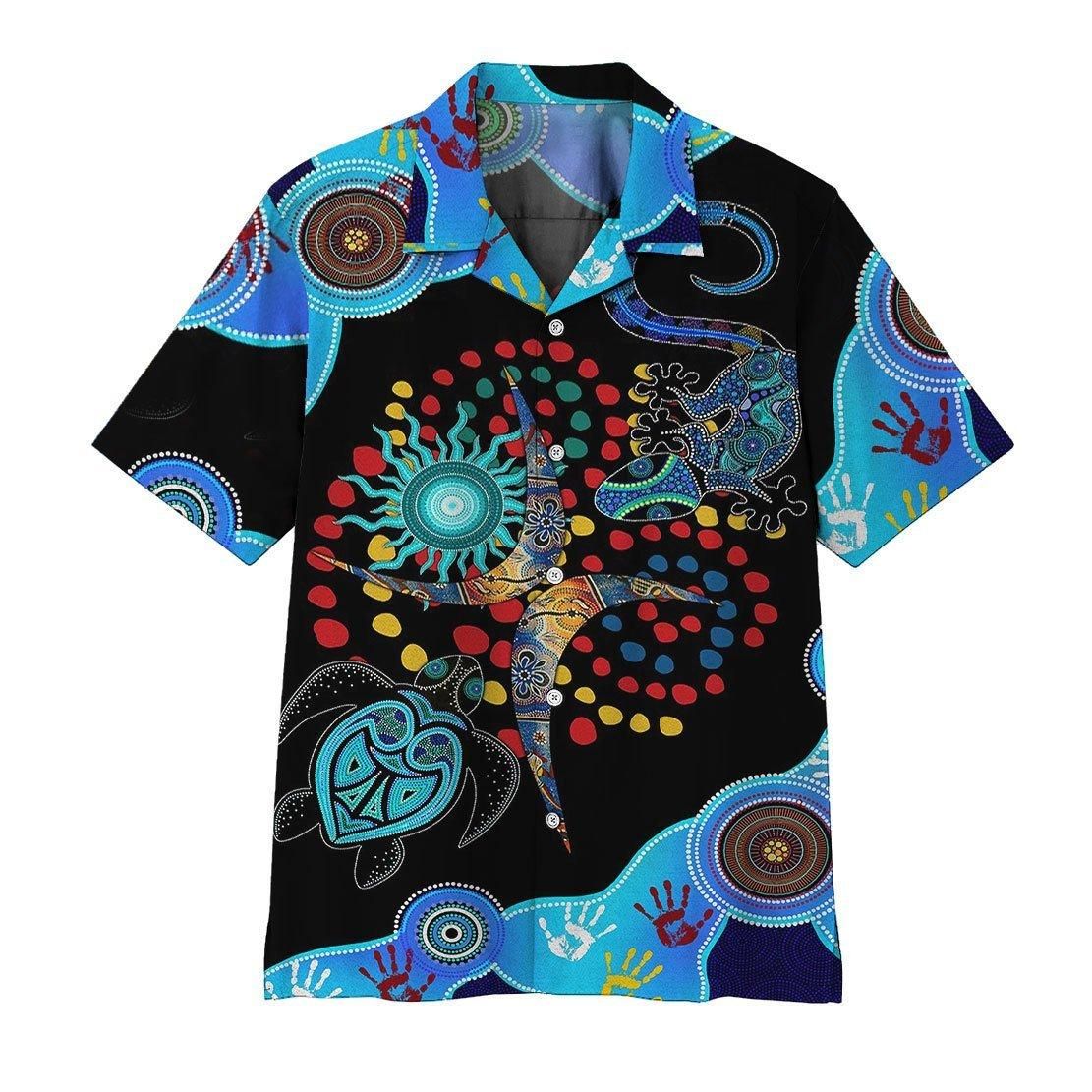 3D Blue Turtle Lizard Aloha Hawaiian Shirt Colorful Short Sleeve Summer Beach Casual Shirt For Men And Women