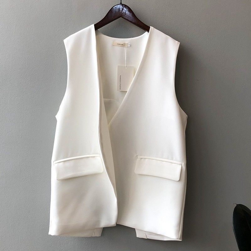 Vangull Casual Cooffee Short Vest Women Summer New V-Neck Solid Cardigan Waistcoat Female Sleeveless Slim Fashion Thin Vest alx