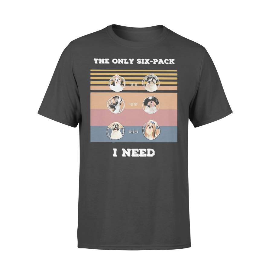 Shih Tzu Maltese The Only Six-Pack I Need Vintage Retro T-shirt
