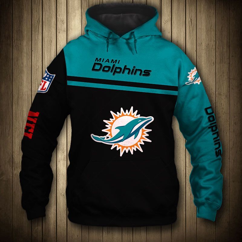 Miami Dolphins 3D Skull Zip Hoodie Pullover Sweatshirt S