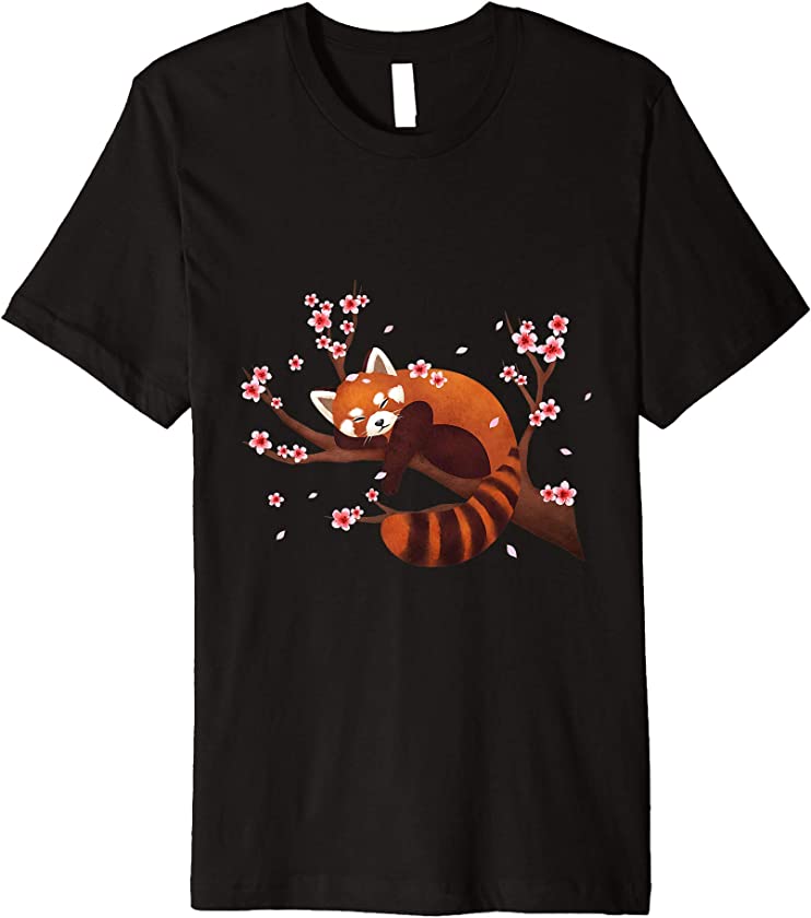 Vintage Red Panda Japanese Cherry Blossom Flower T Shirt