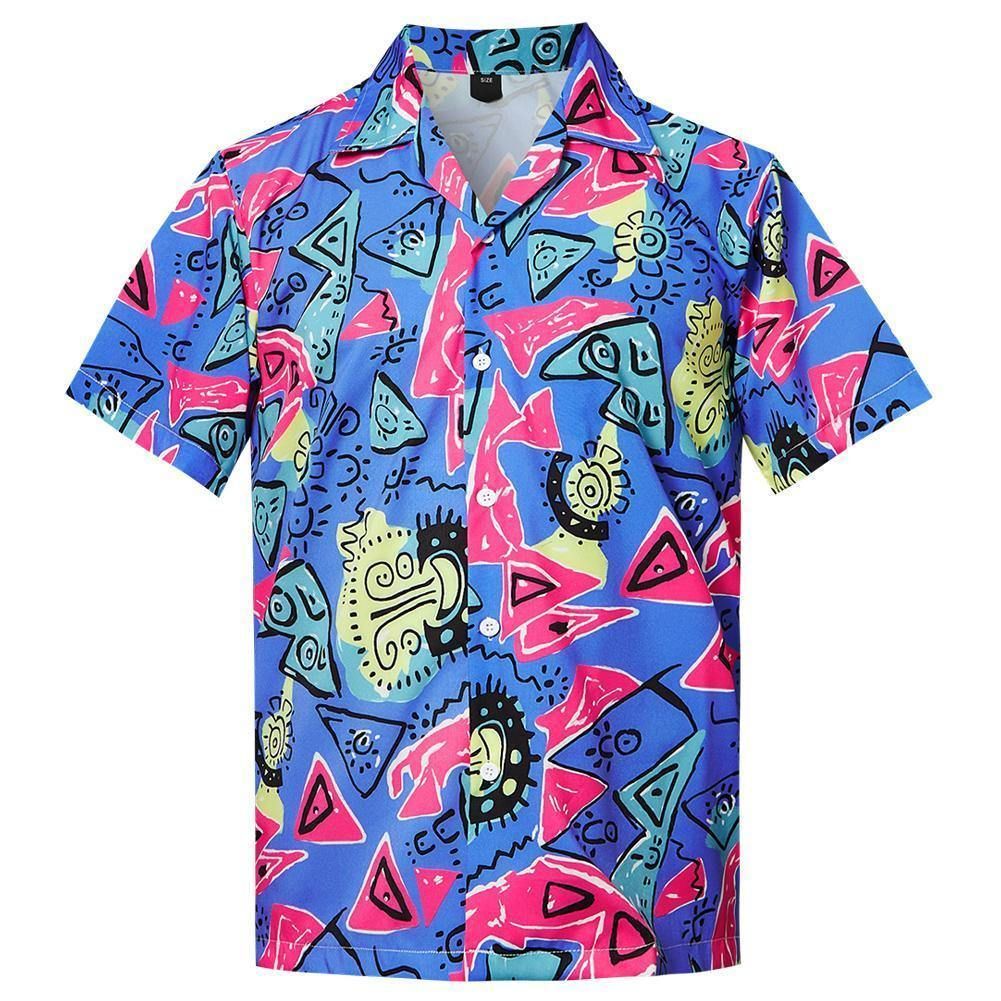 High Quality Mens Hawaii Beach Shirt Blue Printing Ha90351