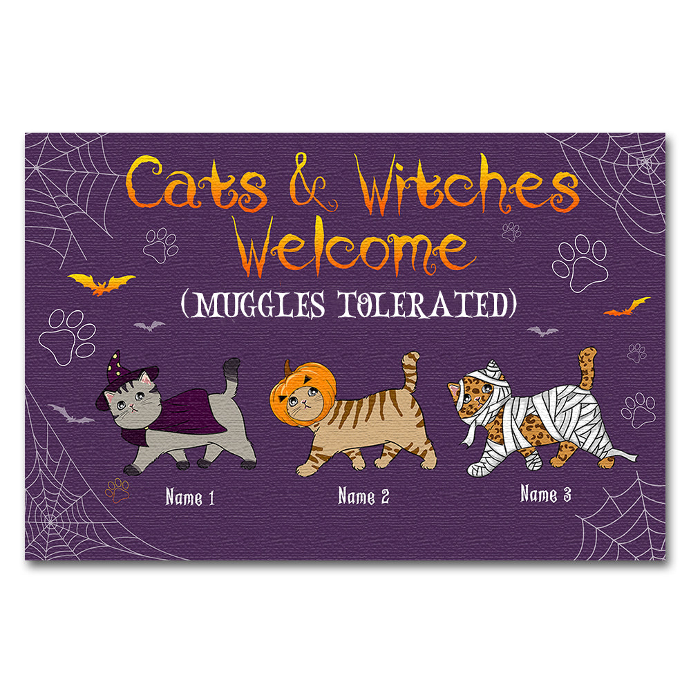 Personalized Gifts Ideas For Cat Lovers, And Witches Welcome Muggles Tolerated Custom Doormat