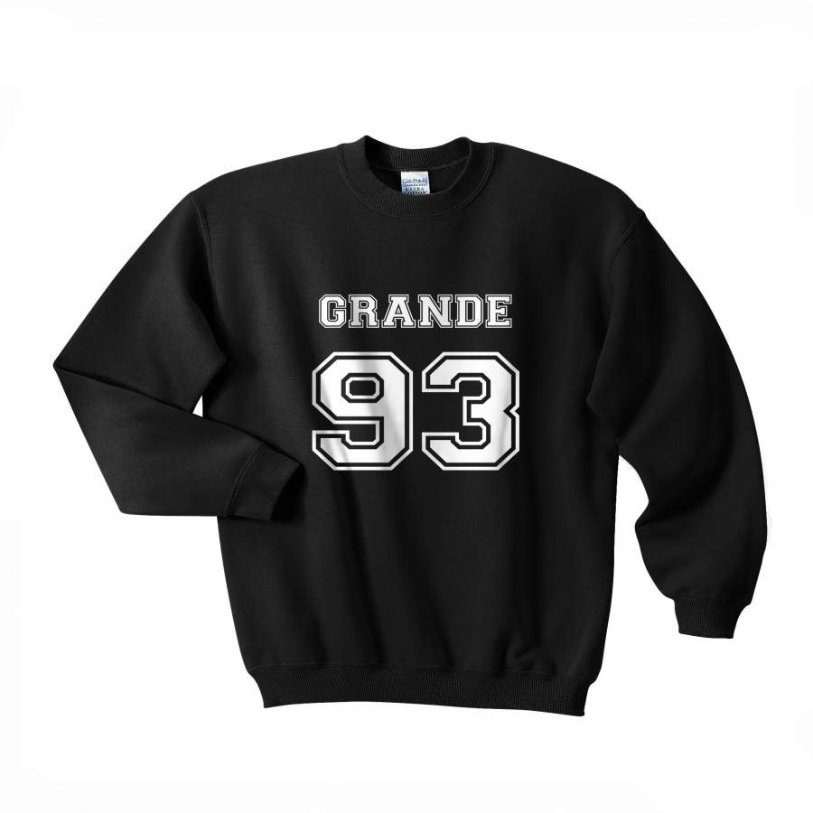 Grande 93 White Ink on Front Ariana Grande Unisex Crewneck Sweatshirt Adult