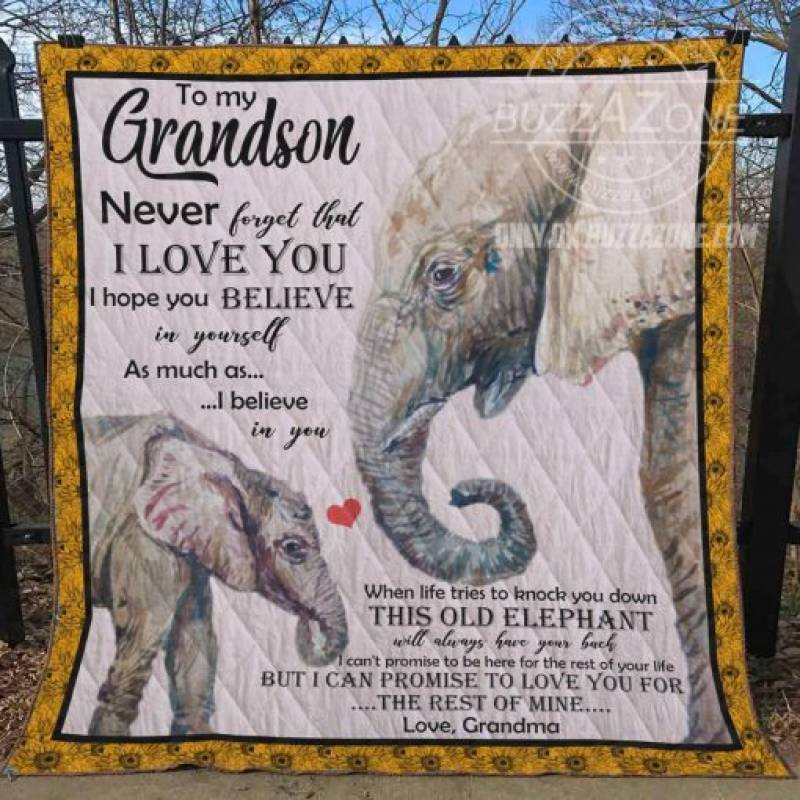 Grandma To Grandson This Old Elephant Will Always Have Your Back Quilt BT