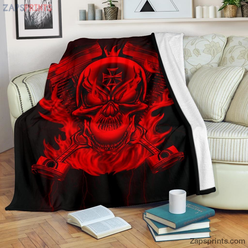 Gift For Racing Lover – Thunder Piston Skull Blanket – Gift For Friends