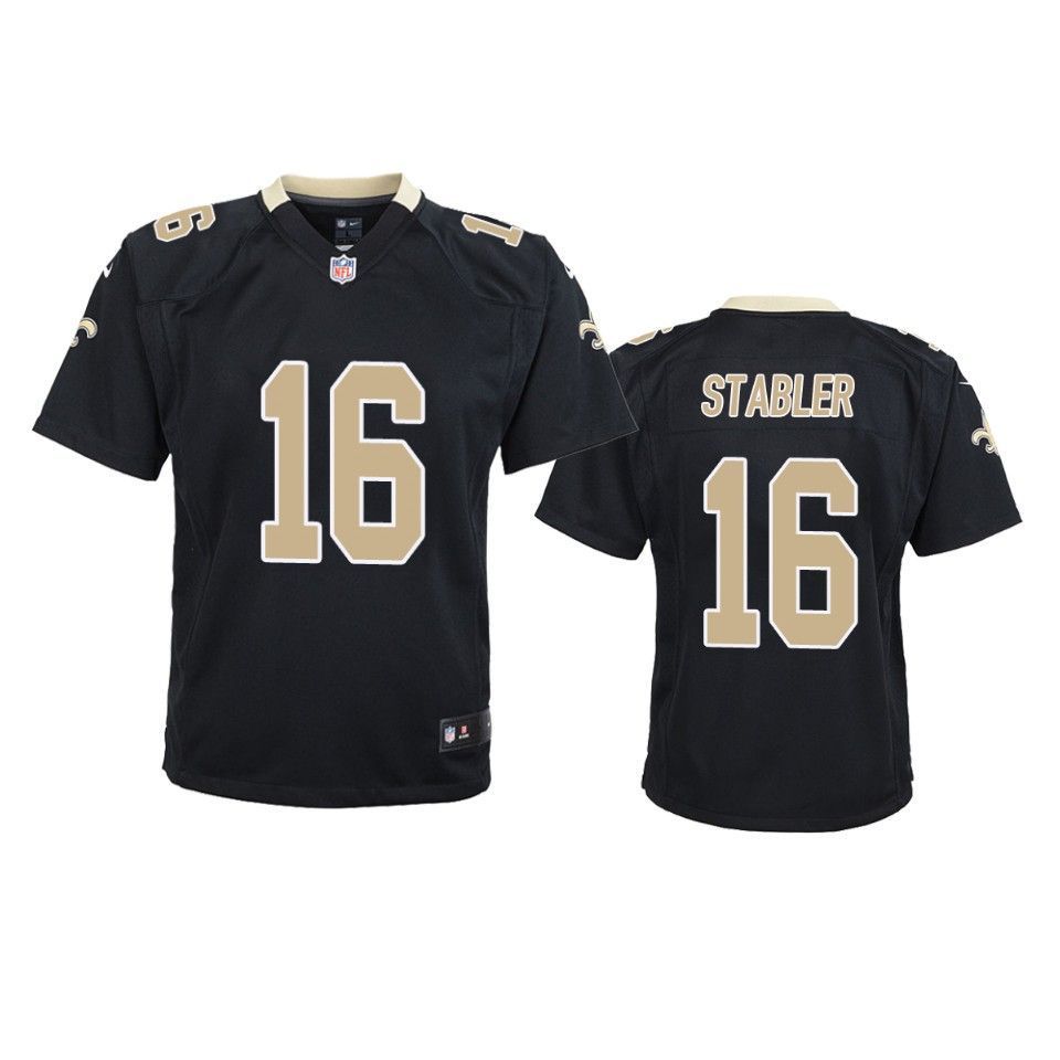 New Orleans Saints Ken Stabler Game Black Youth Jersey