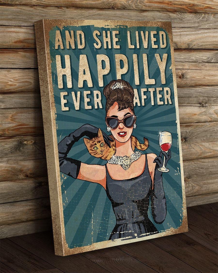 And She Lived Happily Ever After Style Canvas Gift for Friend Birthday Gift Warm Home Decor Wall Art Visual Art