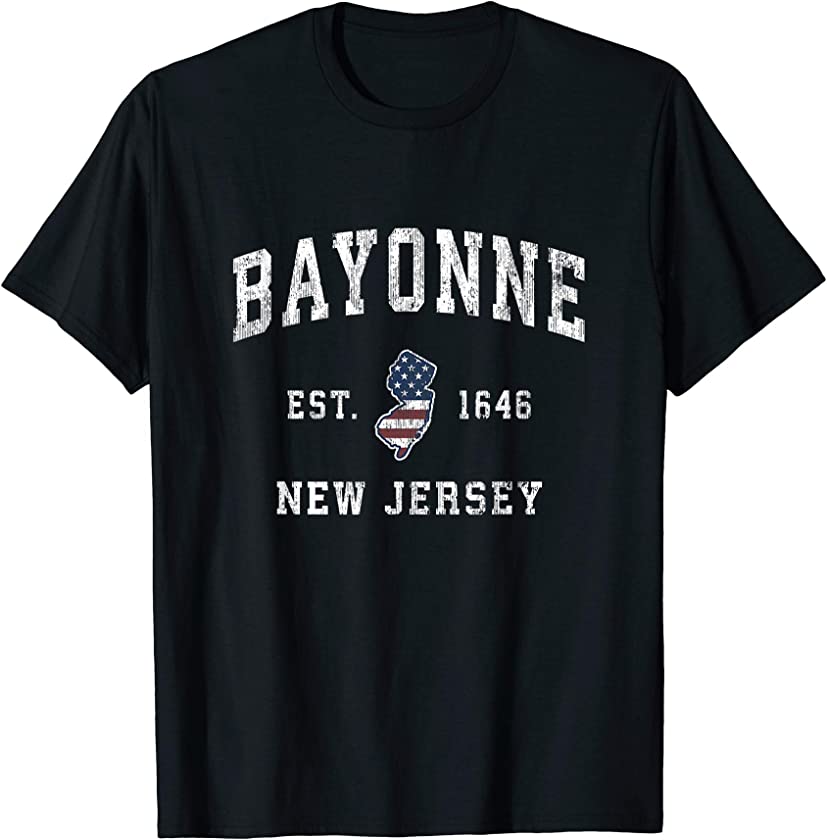 Bayonne New Jersey NJ Vintage American Flag Sports Design T-Shirt