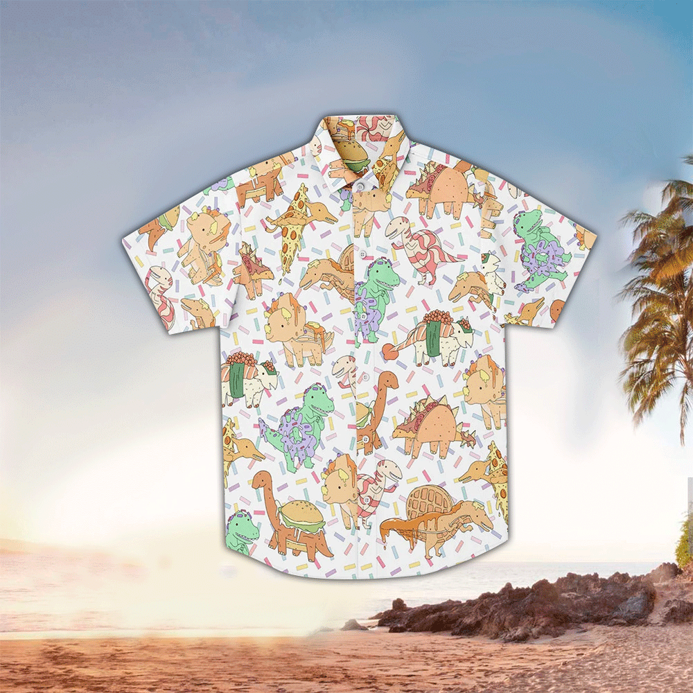 Dinosaurs Hawaii Button Up Shirt Aloha Ha43848