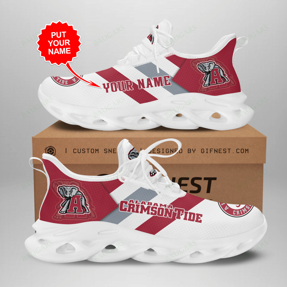 Alabama Crimson Tide Yezy Running Sneakers Art 457