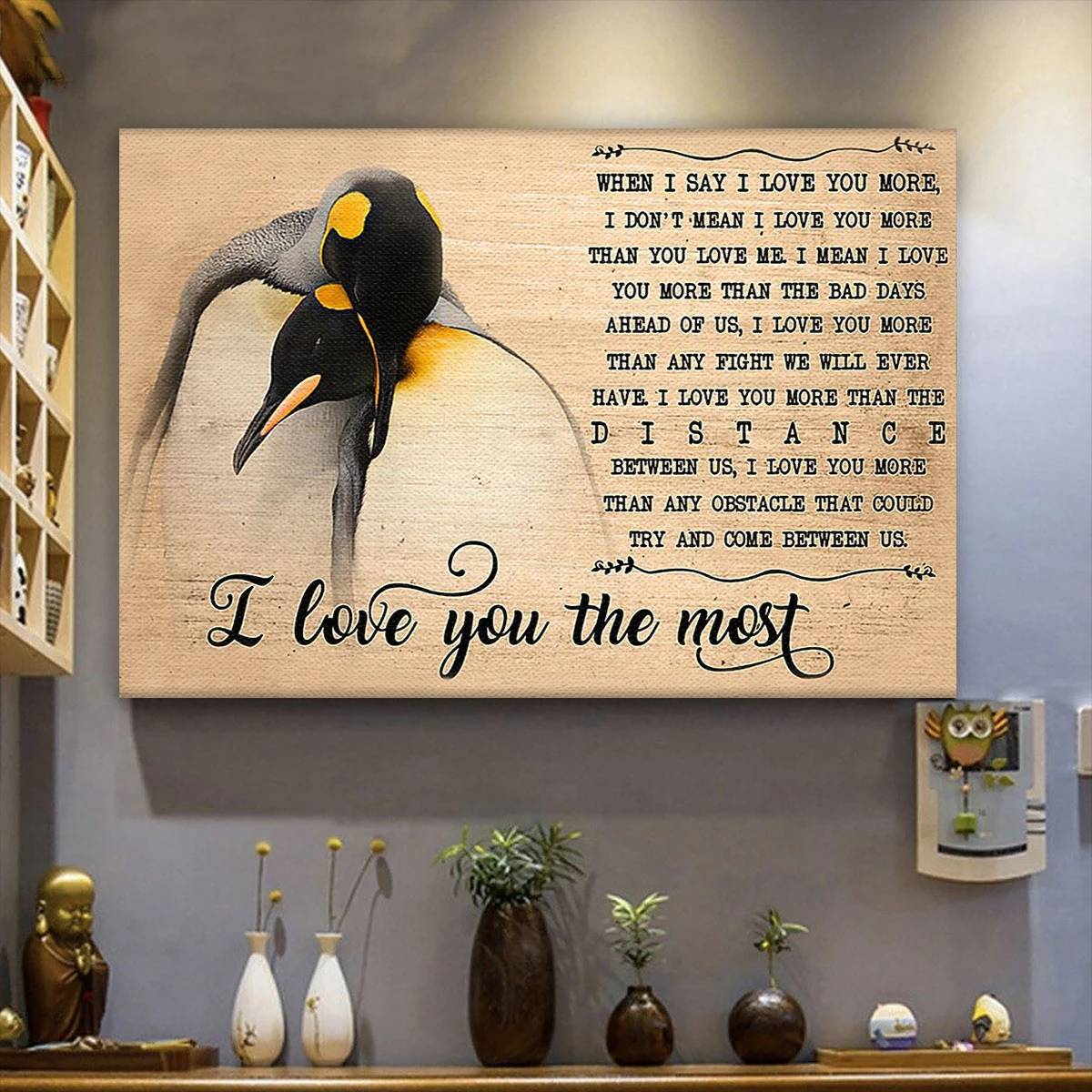 Penguin Couple Wall Art Canvas And Poster, Wall Decor, Canvas Instructure