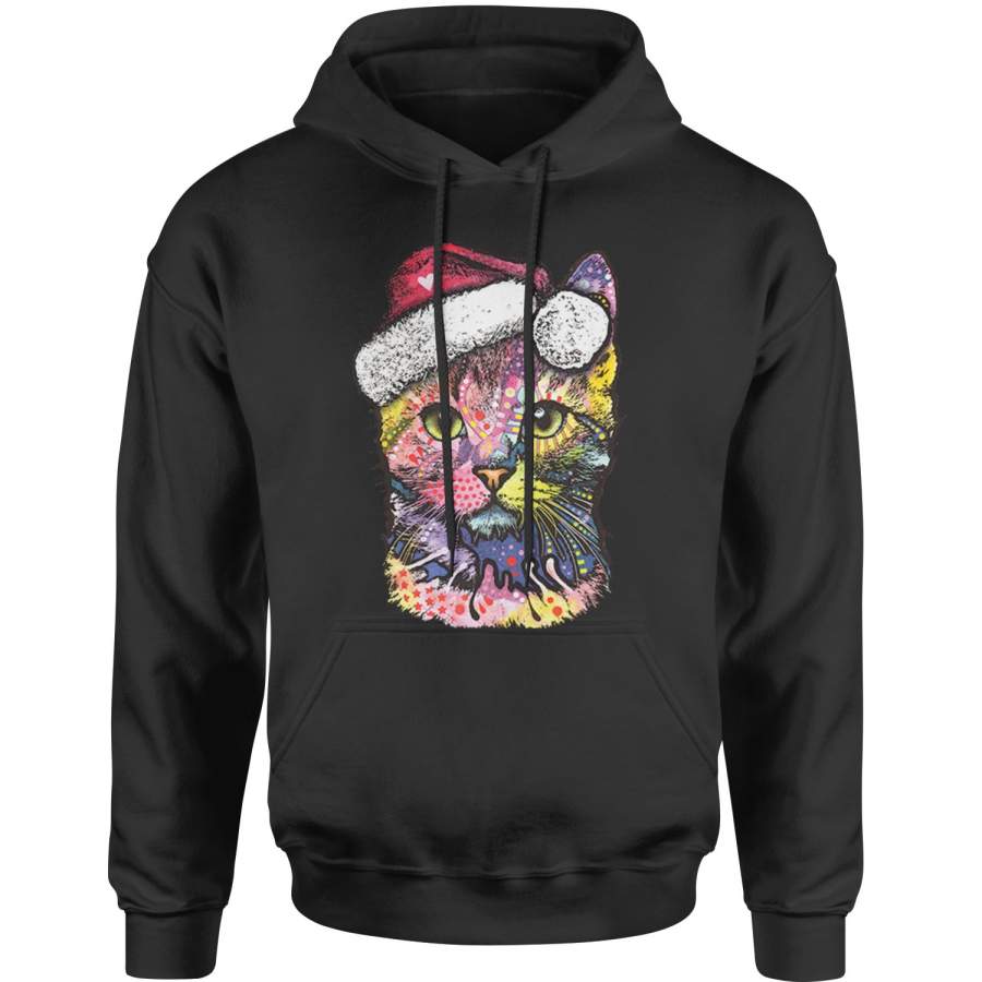 Neon Christmas Cat Adult Hoodie Sweatshirt