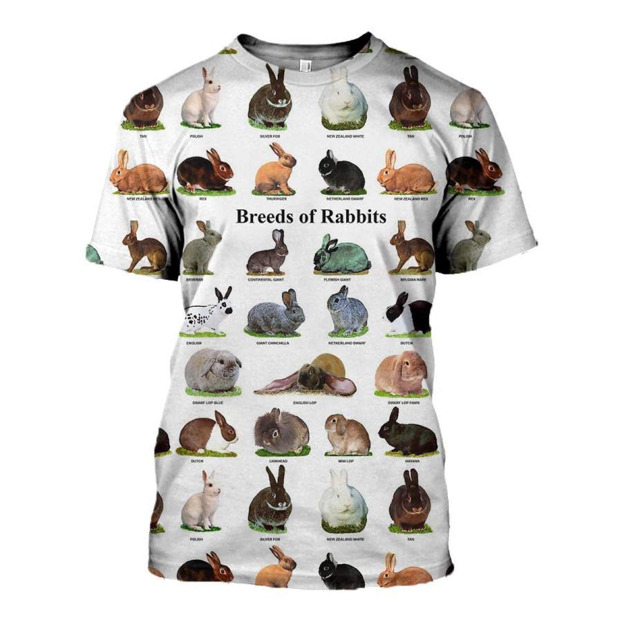 3D All Over Printed Breeds Of Rabbits Shirts And Shorts