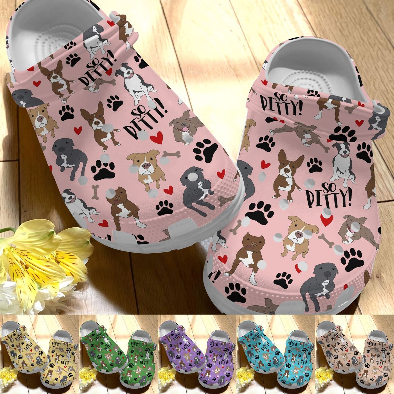 Pitbull Personalize Clog, Custom Name, Text, Fashion Style For Women, Men, Kid, Print 3D Whitesole So Pitty