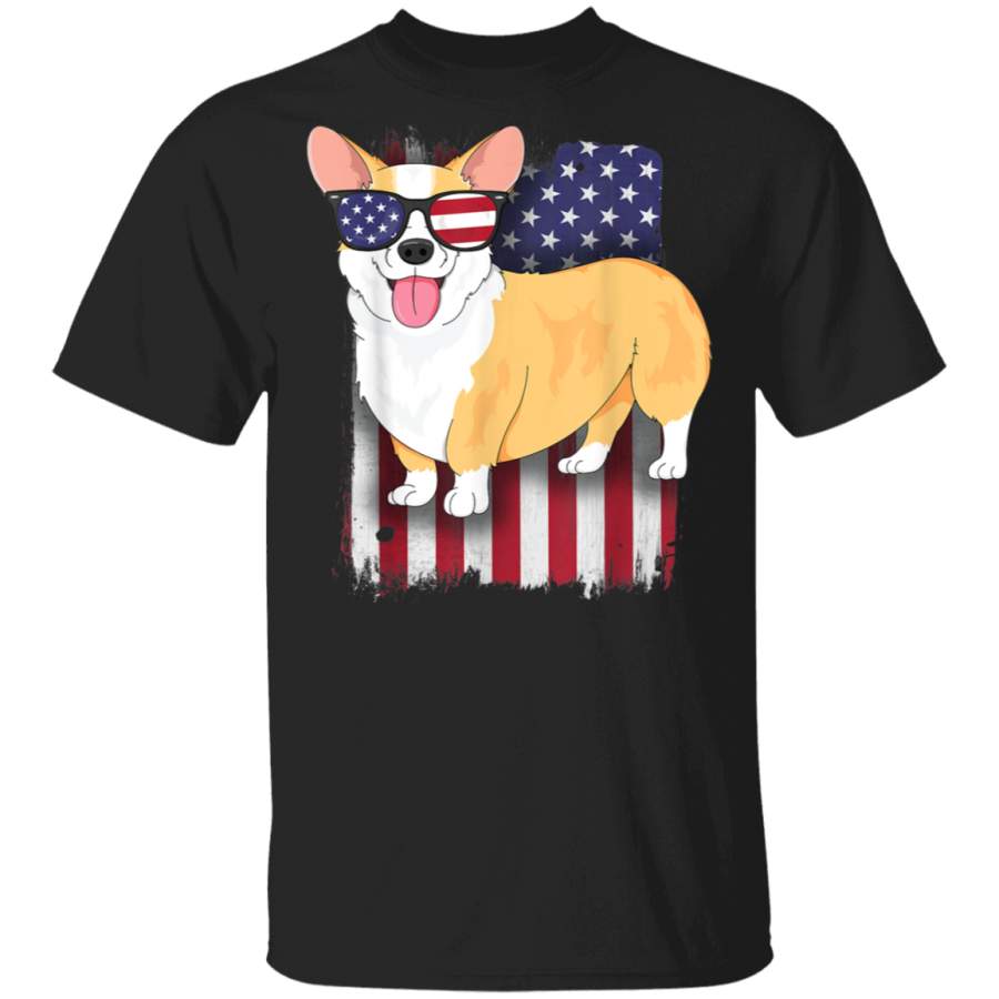 Corgi TShirt for Kids Women American Flag 4th of July Dog TShirt