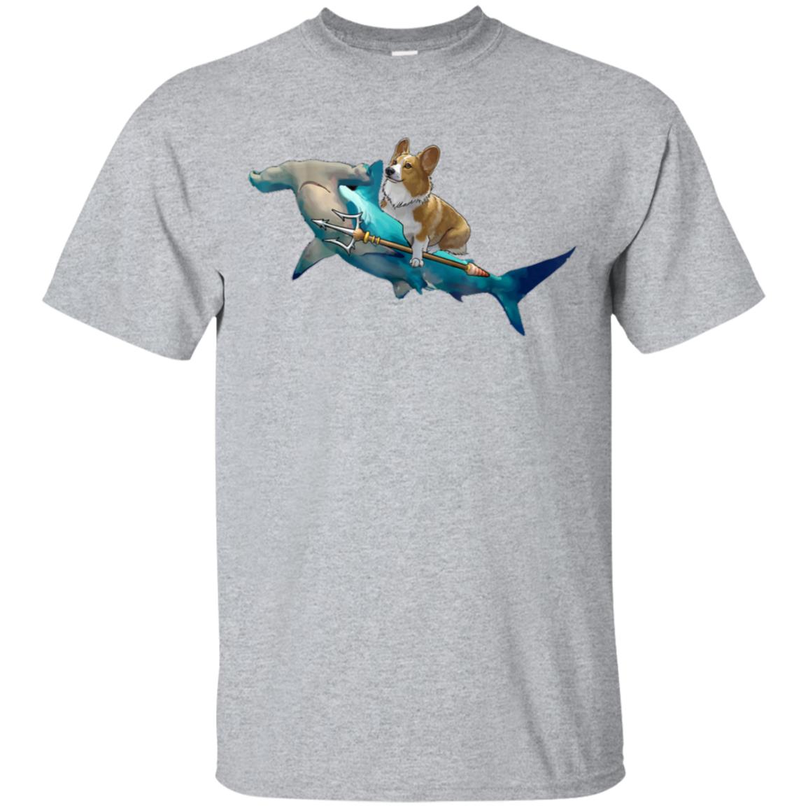 Corgi Riding a Hammerhead shark Funny Corgi Shirt