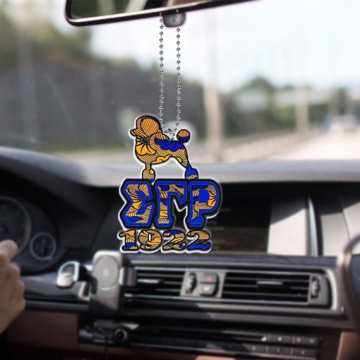 Sigma Gamma Rho 1922 Poodle Sgr Greek Letters Ankara Pattern Car Hanging Ornament